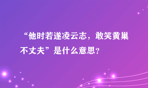 “他时若遂凌云志，敢笑黄巢不丈夫”是什么意思？