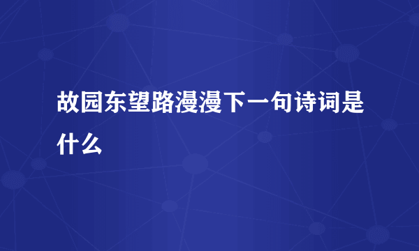 故园东望路漫漫下一句诗词是什么