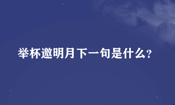 举杯邀明月下一句是什么？