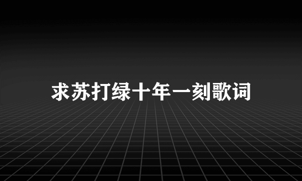 求苏打绿十年一刻歌词