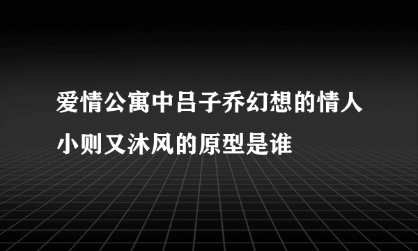 爱情公寓中吕子乔幻想的情人小则又沐风的原型是谁