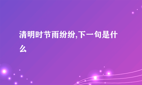 清明时节雨纷纷,下一句是什么