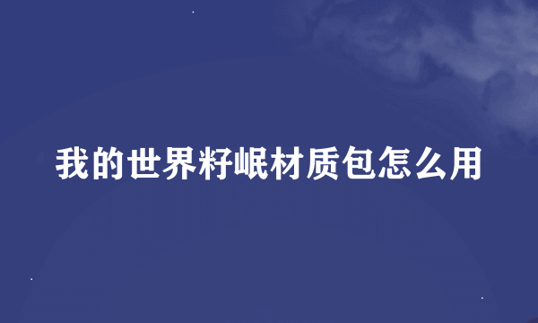 我的世界籽岷材质包怎么用