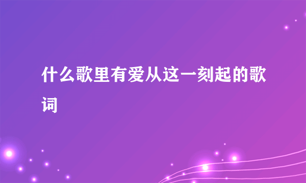 什么歌里有爱从这一刻起的歌词