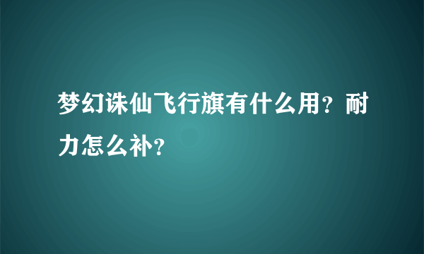 梦幻诛仙飞行旗有什么用？耐力怎么补？