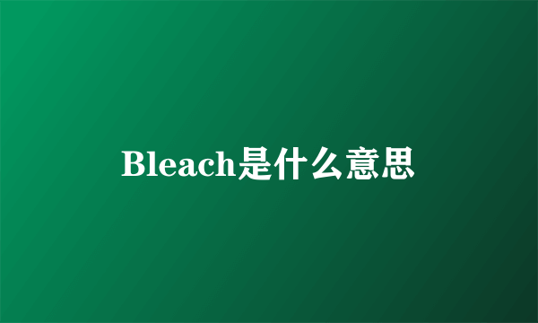 Bleach是什么意思