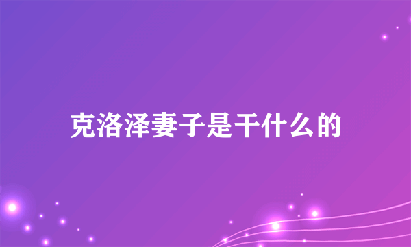 克洛泽妻子是干什么的