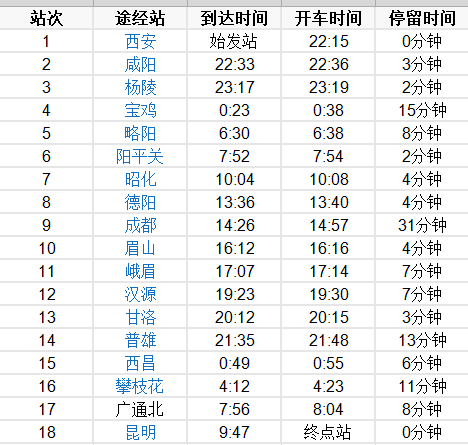 k165次列车经过哪些站