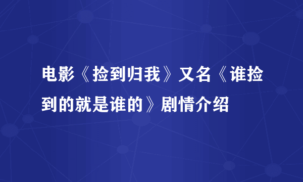 电影《捡到归我》又名《谁捡到的就是谁的》剧情介绍