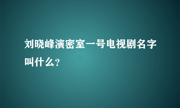 刘晓峰演密室一号电视剧名字叫什么？