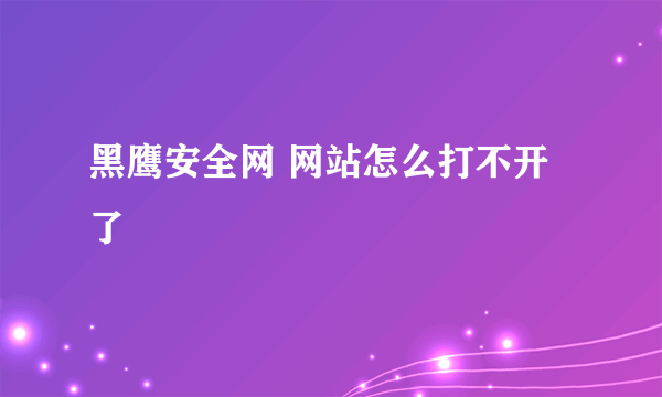 黑鹰安全网 网站怎么打不开了