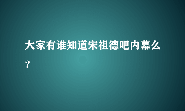 大家有谁知道宋祖德吧内幕么？