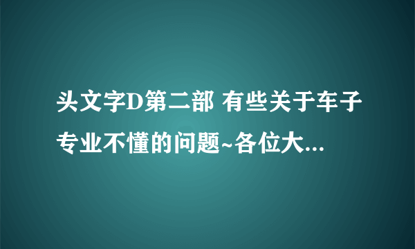 头文字D第二部 有些关于车子专业不懂的问题~各位大大帮忙解答一下吧！