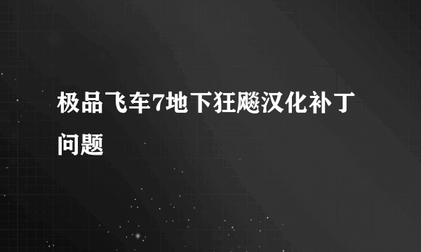 极品飞车7地下狂飚汉化补丁问题