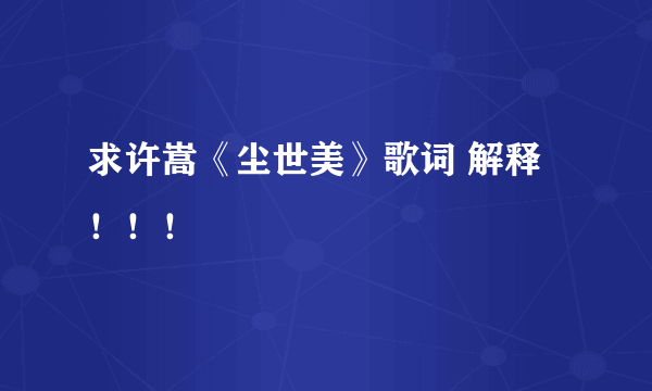 求许嵩《尘世美》歌词 解释！！！