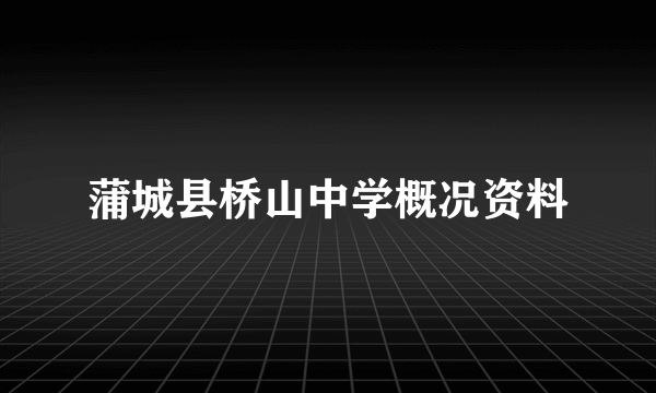 蒲城县桥山中学概况资料