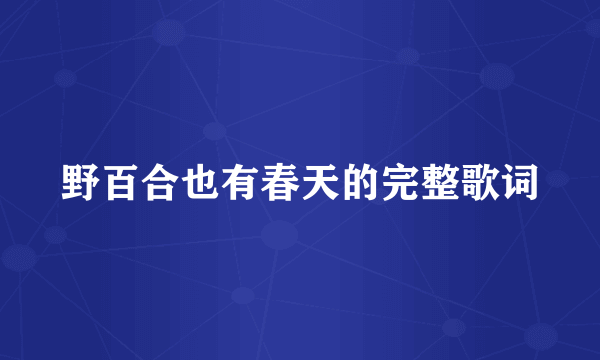 野百合也有春天的完整歌词