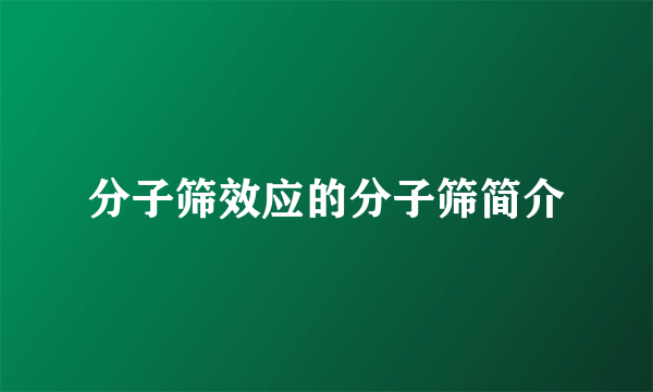 分子筛效应的分子筛简介