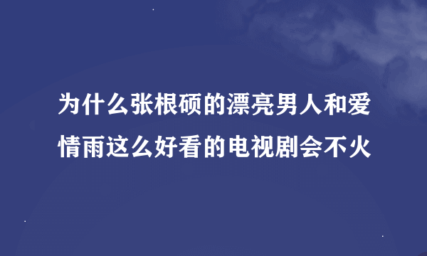 为什么张根硕的漂亮男人和爱情雨这么好看的电视剧会不火