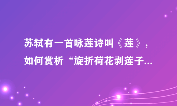 苏轼有一首咏莲诗叫《莲》，如何赏析“旋折荷花剥莲子，露为风味月为香”？