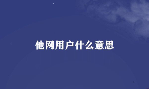 他网用户什么意思