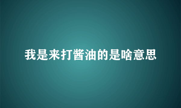 我是来打酱油的是啥意思