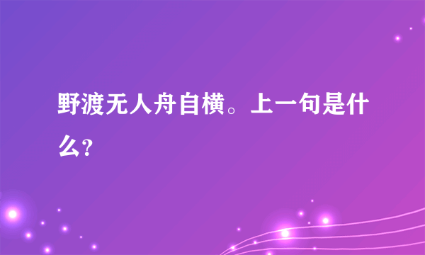 野渡无人舟自横。上一句是什么？