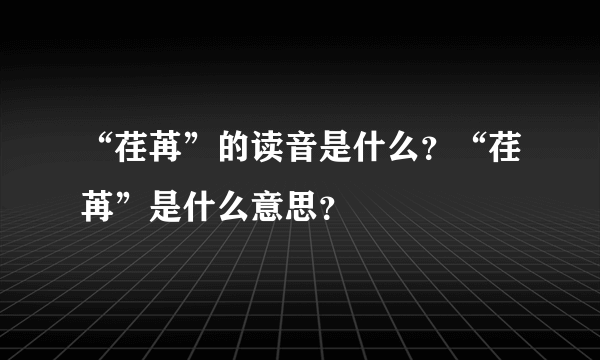 “荏苒”的读音是什么？“荏苒”是什么意思？