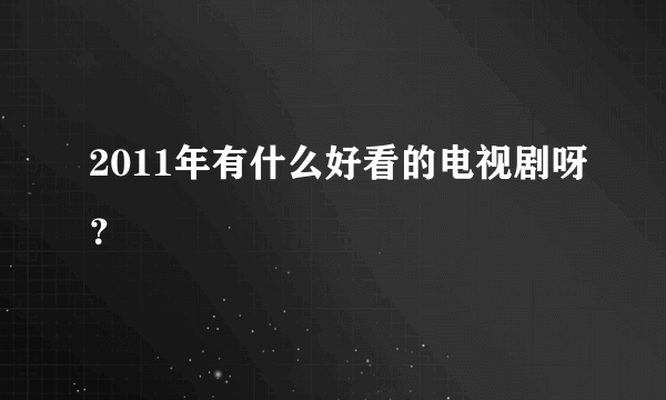 2011年有什么好看的电视剧呀？