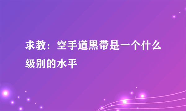 求教：空手道黑带是一个什么级别的水平