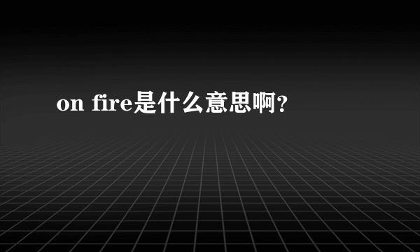 on fire是什么意思啊？