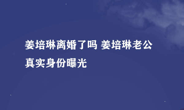 姜培琳离婚了吗 姜培琳老公真实身份曝光