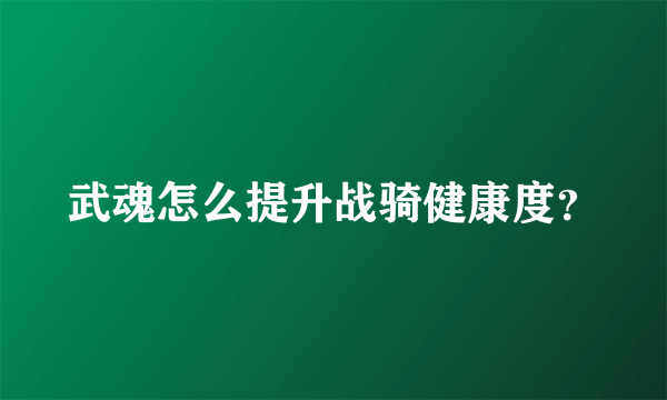 武魂怎么提升战骑健康度？