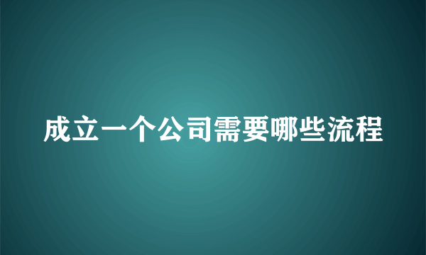 成立一个公司需要哪些流程