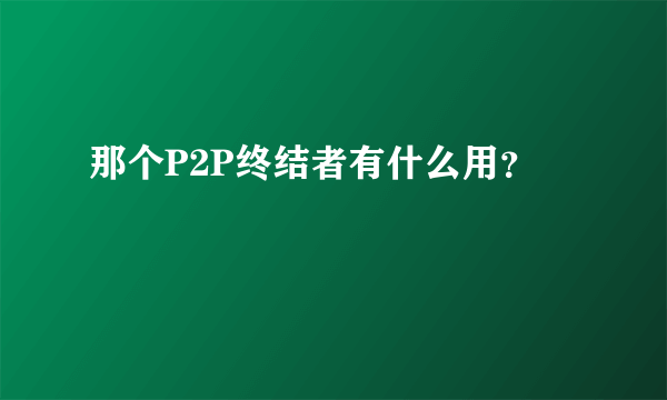 那个P2P终结者有什么用？