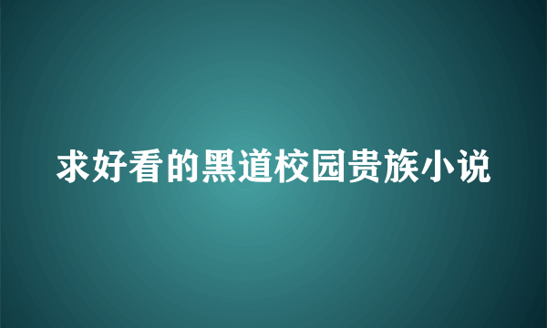 求好看的黑道校园贵族小说