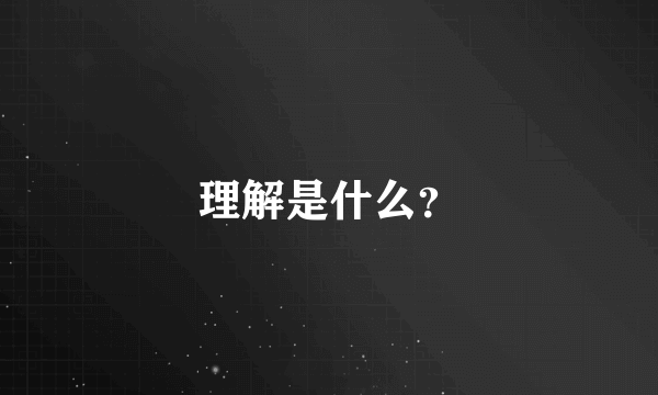 理解是什么？