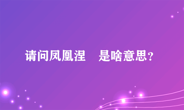 请问凤凰涅槃是啥意思？