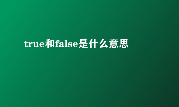 true和false是什么意思