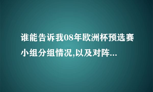 谁能告诉我08年欧洲杯预选赛小组分组情况,以及对阵形式和时间表