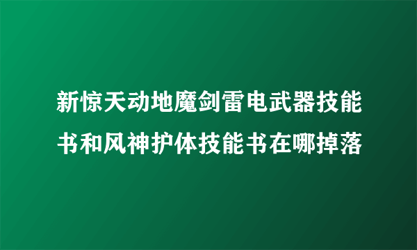 新惊天动地魔剑雷电武器技能书和风神护体技能书在哪掉落