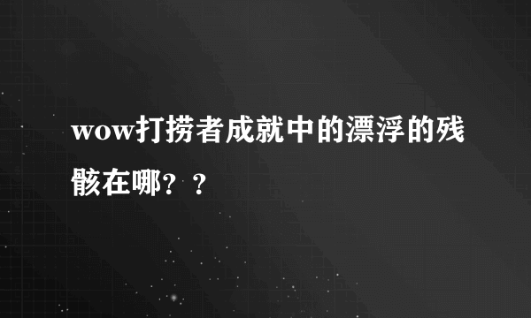 wow打捞者成就中的漂浮的残骸在哪？？