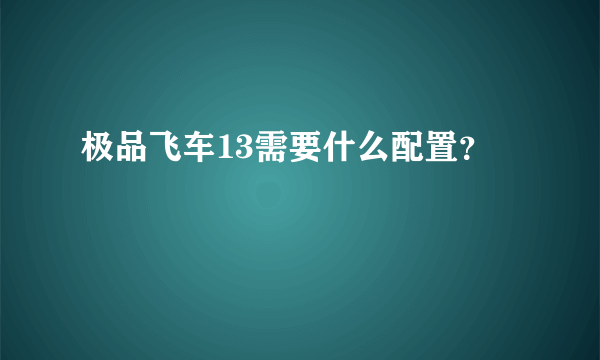 极品飞车13需要什么配置？