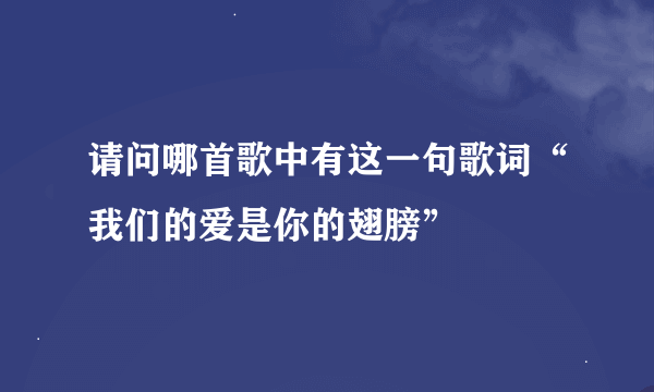 请问哪首歌中有这一句歌词“我们的爱是你的翅膀”