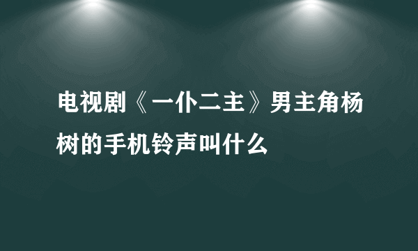 电视剧《一仆二主》男主角杨树的手机铃声叫什么