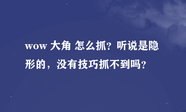 wow 大角 怎么抓？听说是隐形的，没有技巧抓不到吗？