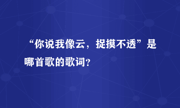 “你说我像云，捉摸不透”是哪首歌的歌词？