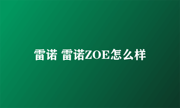 雷诺 雷诺ZOE怎么样