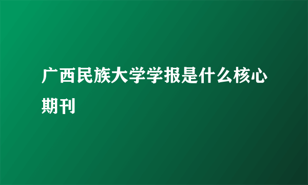 广西民族大学学报是什么核心期刊