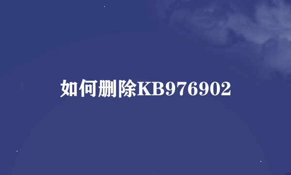 如何删除KB976902